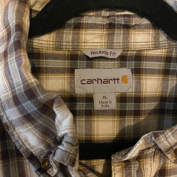 Carhartt size XL button up shirt relaxed fit, brown plaid, men's, country work - Picture 3 of 5